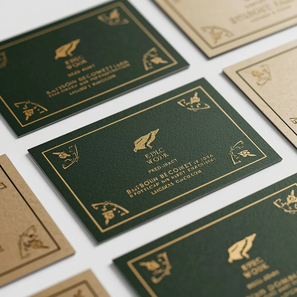 Tarjetas de presentación premium con grabado en relieve y bordes dorados